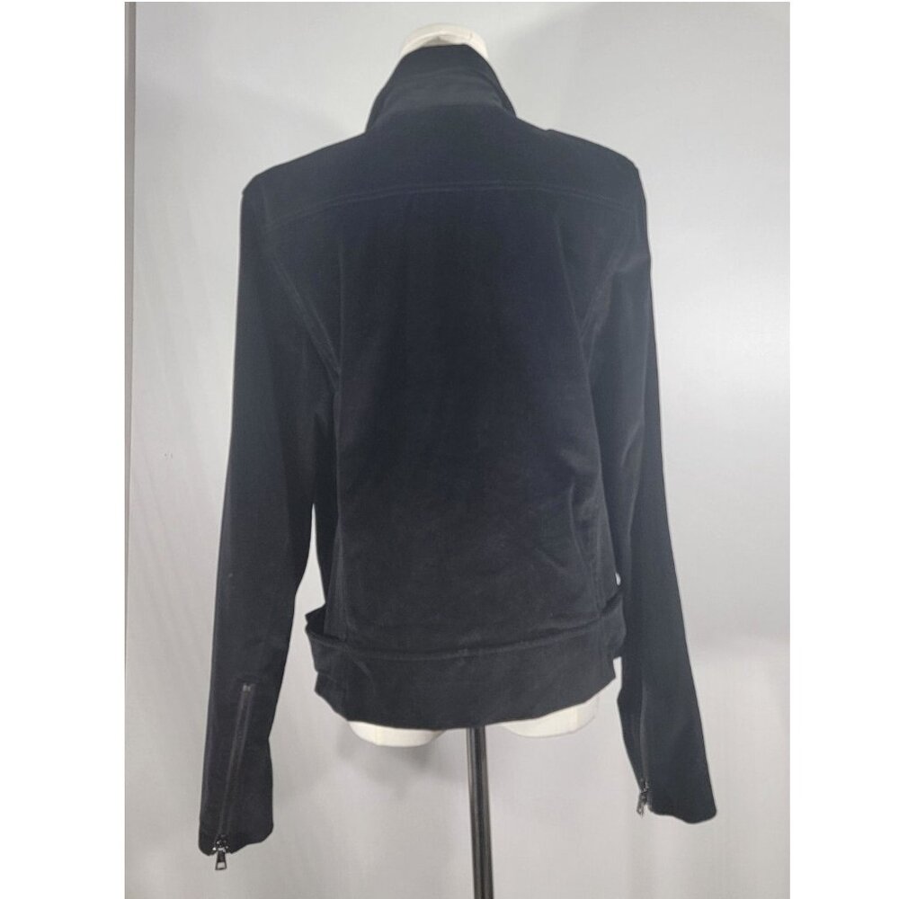Nordstrom Signature Velvet Moto Biker Jacket, Black, Womens Size Large - Picture 5 of 10